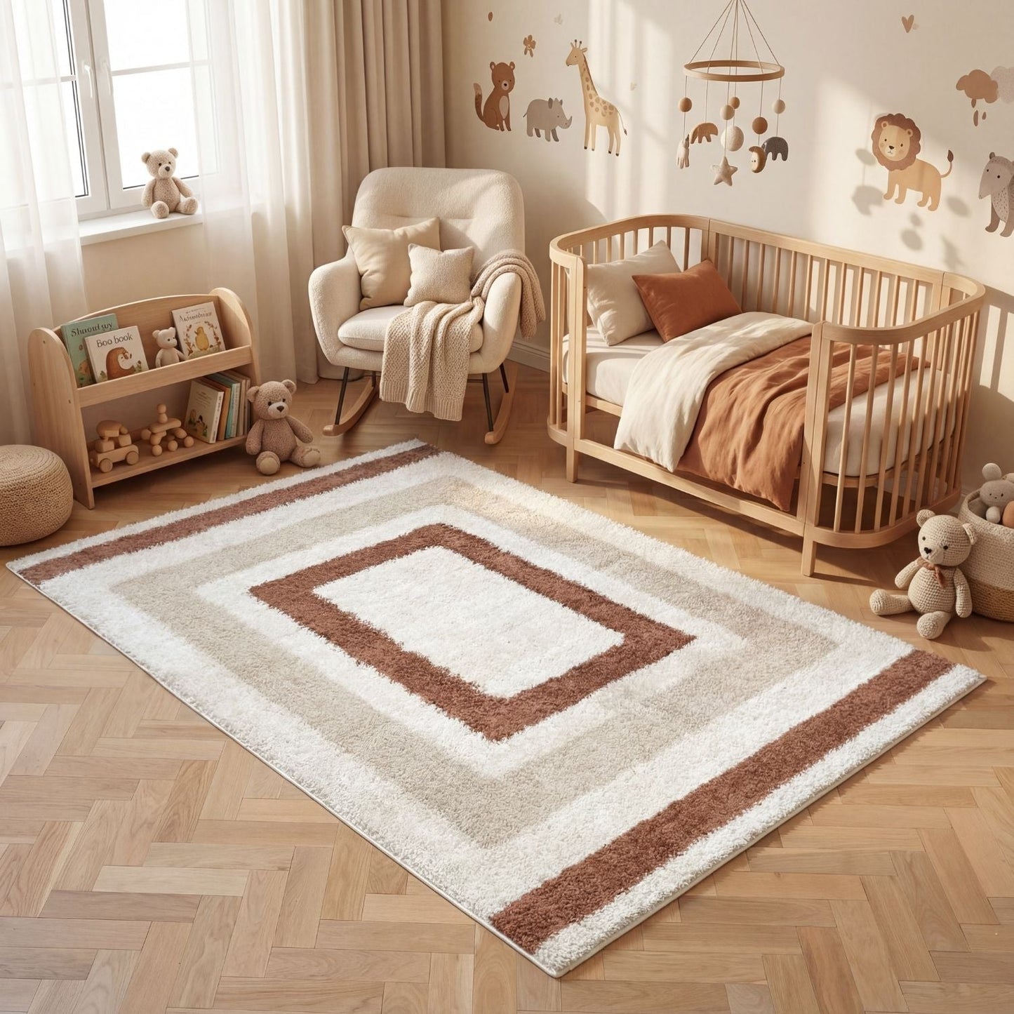 Moodi Shaggy Cream/Terra Slatefern Rug
