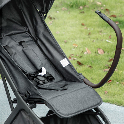 AIYAPLAY Foldable Baby Stroller with Adjustable Seat, 5-Point Harness, Canopy, Basket, 6.3kg Lightweight & Compact, Dark Grey