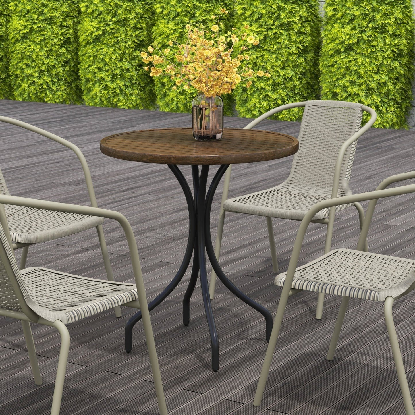 Outsunny Φ66cm Galvanised Steel Garden Table - Brown
