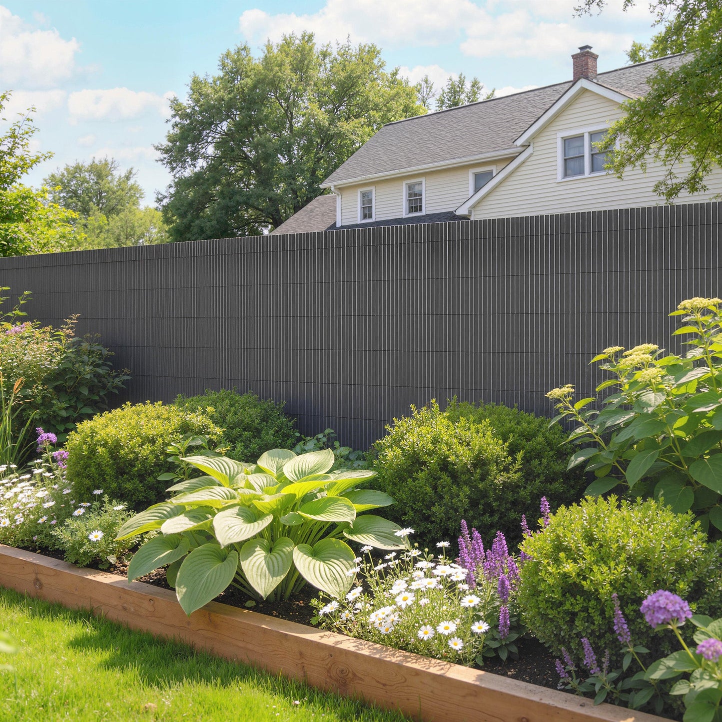 Outsunny 2Pcs Plastic Privacy Screening Fence, 1m x 5 m Waterproof Windbreak Fence, Dark Grey