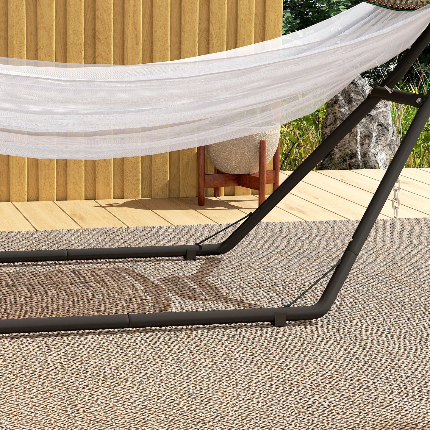 Outsunny 9ft Hammock Stand Adjustable Hammock Frame with Non-Slip Feet for Indoor Outdoor, 150 kg Capacity, Black