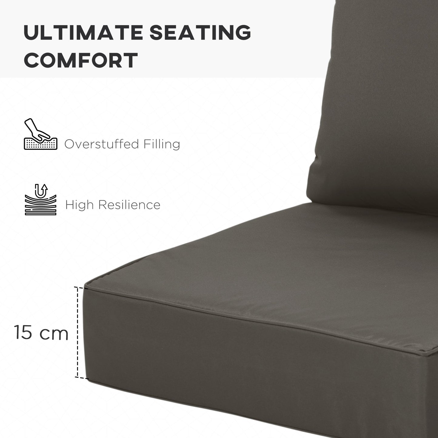 Outsunny Outdoor Seat and Back Cushion Set Patio Deep Seating Chair Replacement Cushion