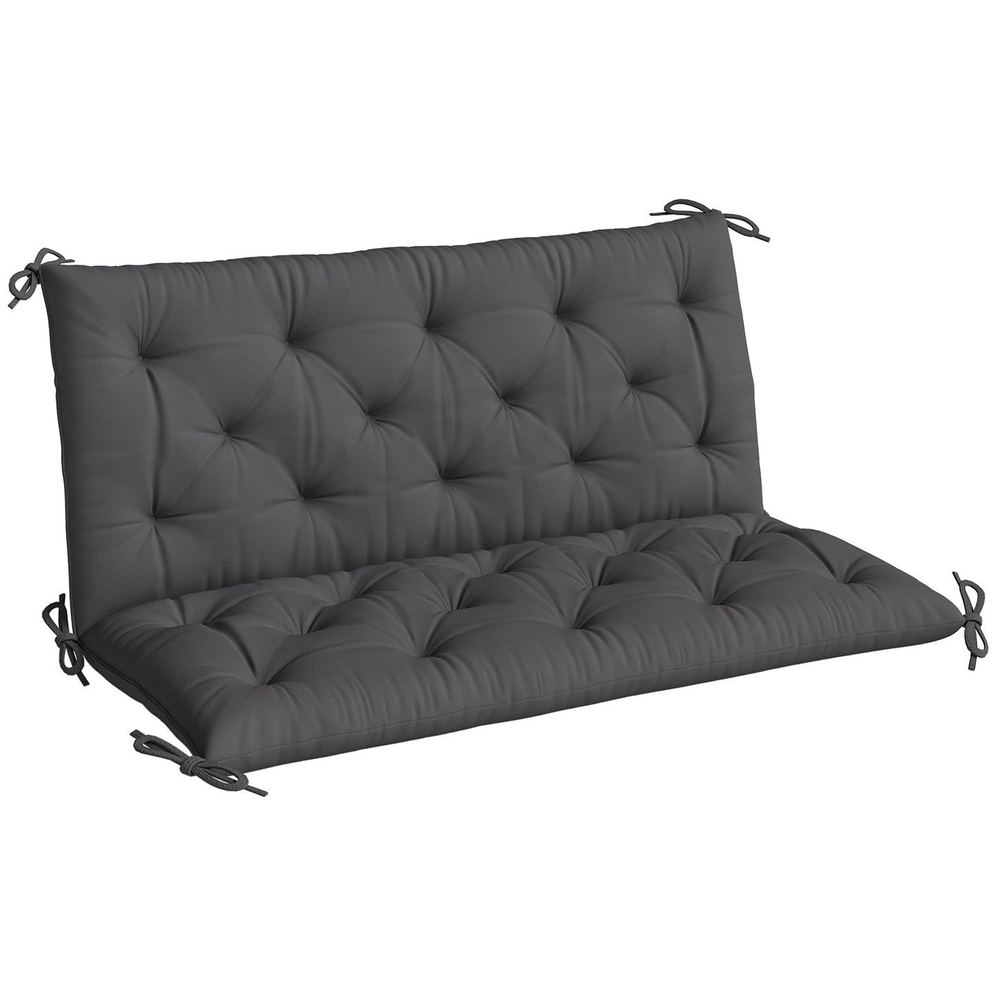 Outsunny Garden Bench Cushion, 2 Seater Swing Chair Cushion, Seat Pad with Ties for Indoor and Outdoor Use, 110 x 120 cm, Black