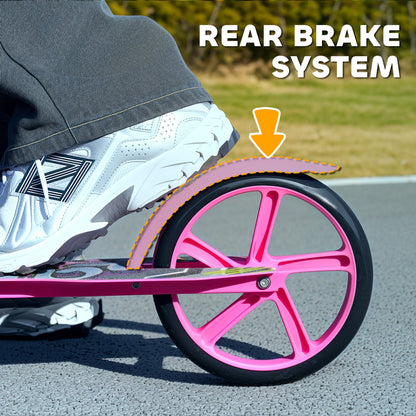AIYAPLAY Foldable Kids Scooter with Adjustable Handlebar, 200mm Big Wheel, Rear Fender Brake, Gift for Ages 6-12 Years, Pink