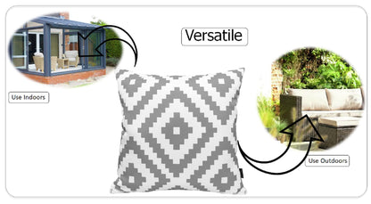 Nairobi Silver Waterproof Outdoor Cushions 17x17 Inches Weather Resistant Durable Polyester Garden Patio by OLIVIA ROCCO