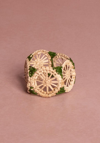 Atlántico Iraca Woven Napkin Ring, Green - Set of 4