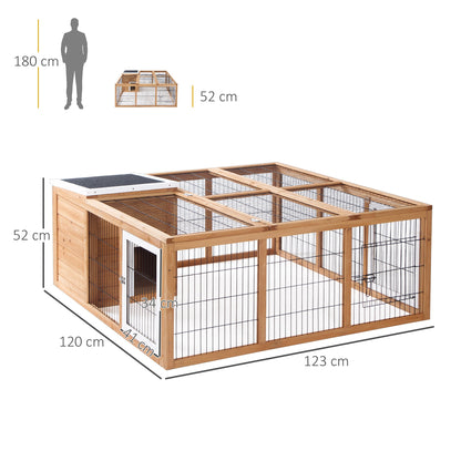 PawHut Rabbit Hutch Outdoor, Guinea Pig House, Bunny Run Cage with Openable Top for 1–2 Rabbits, Yellow