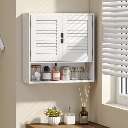 HOMCOM Bathroom Cabinet, Wall Mounted Storage Cabinet with Adjustable Shelves, 60 x 20 x 60 cm, White