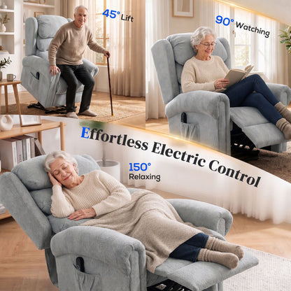 HOMCOM Velvet-Feel Electric Riser Recliner Chair - Grey