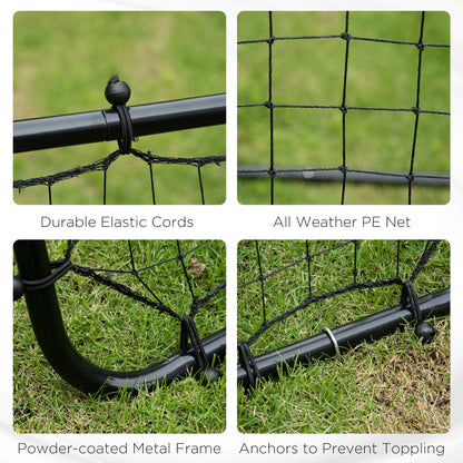 HOMCOM Rebounder Net, Practise Kickback Goal, for Teens, Adults Training - Black
