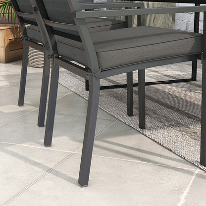 Outsunny 4-Piece Seat Cushions Pillow Replacement, Patio Chair Cushions Set with Ties for Indoor Outdoor, Charcoal Grey