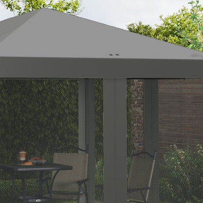 Outsunny 3 x 3\'c2\'a0m Pop Up Gazebo, 420D Garden Tent Canopy with Removable Mesh Sidewall Netting, Carry Bag for Garden Patio Outdoor, Light Grey