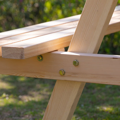Outsunny 4 Seater Wooden Picnic Table Bench for Outdoor Garden or Patio with Parasol Cutout 150 cm Natural