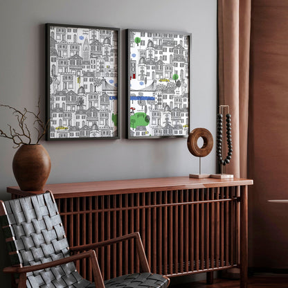 NY City Wall Art | Set of 2 travel posters