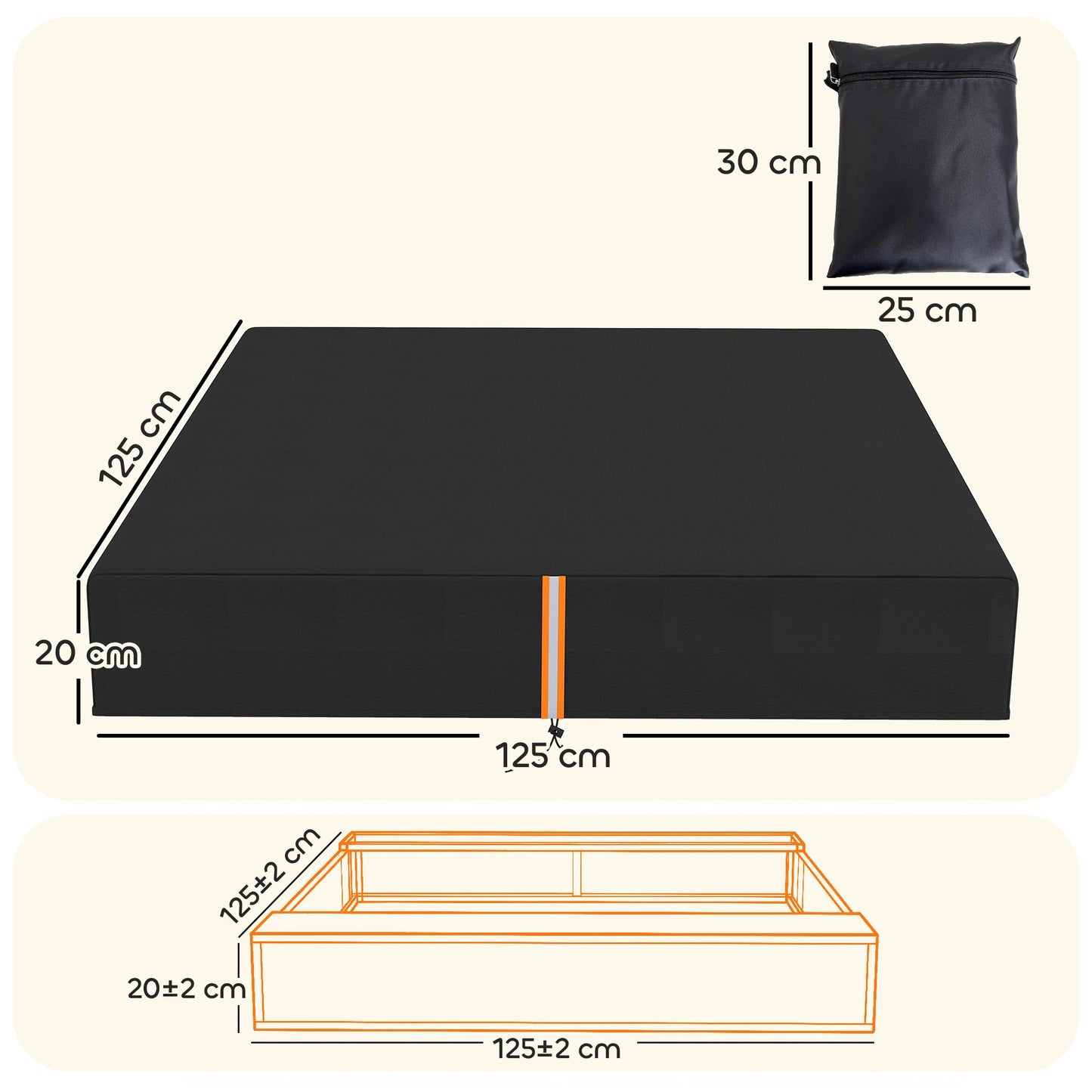 AIYAPLAY Sandbox Cover, Square Sandpit Cover Waterproof Dustproof UV Protection, Sandbox Canopy with Drawstring and Elastic Band