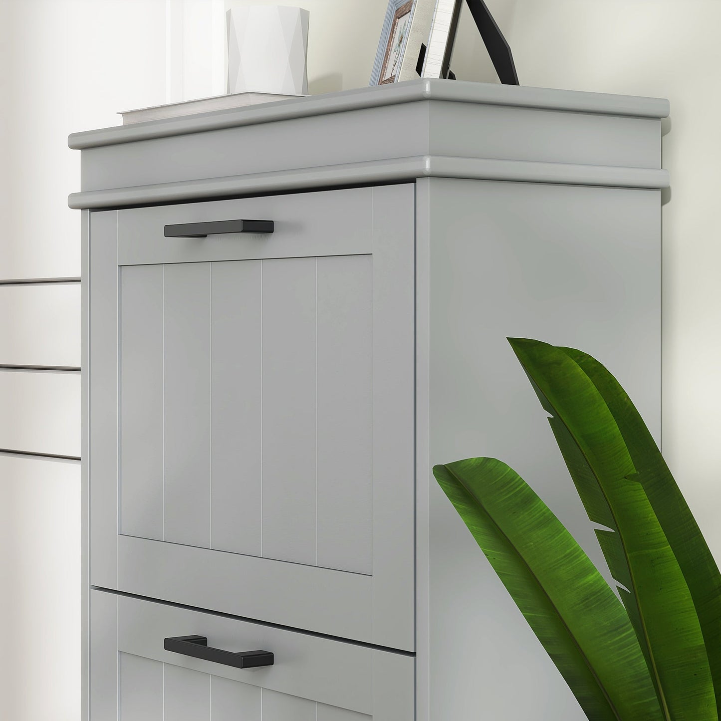 HOMCOM Three-Drawer Minimalistic Shoe Cabinet - Grey