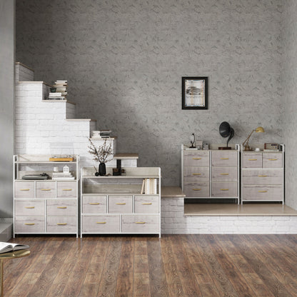 HOMCOM Rustic Chest of Six Fabric Drawers - Natural