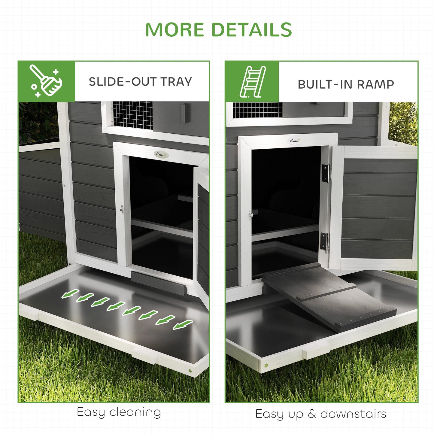 PawHut Chicken Coop, Wooden Outdoor Hen House with Nesting Box, Openable Waterproof Top, Pull-Out Tray, 150 x 100 x 97cm