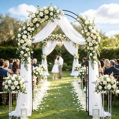 Outsunny Garden Arch, 2.4 m High x 1.5 m Wide Metal Garden Trellis for Climbing Plants, Outdoor Wedding Arch for Bridal, Black