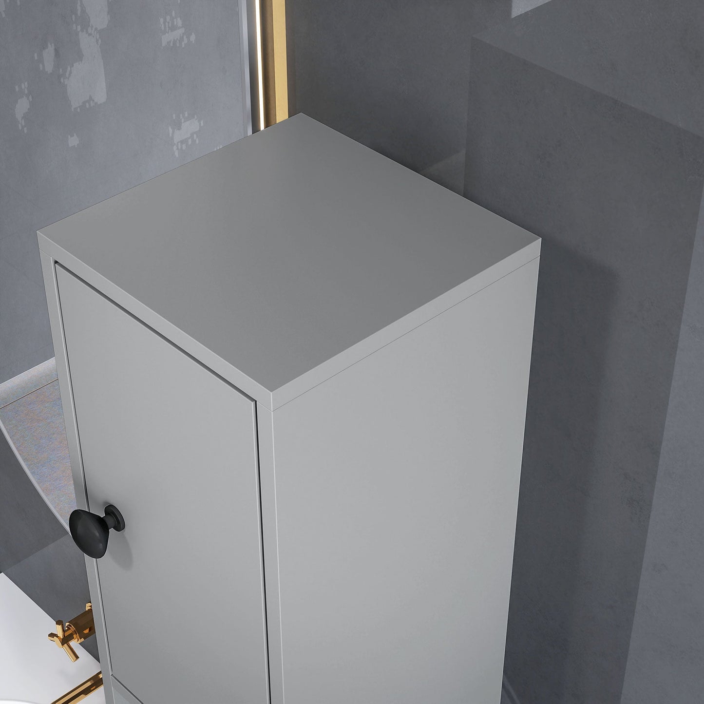 kleankin 180cm Slim Bathroom Cabinet, with Drawer, Shelves and Cupboards - Grey