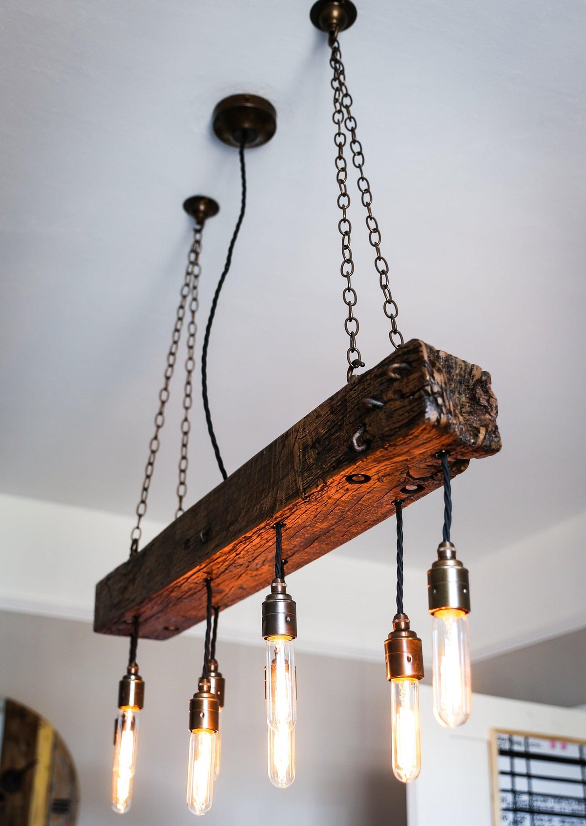 Oak Beam Chandelier | Rustic Kitchen Island & Dining Lighting UK