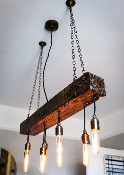 Oak Beam Chandelier | Rustic Kitchen Island & Dining Lighting UK