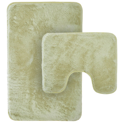 OLIVIA ROCCO 2 Piece Bath Mat Set Non Slip Super Absorbent Quick Dry Extra Soft Plush Rug