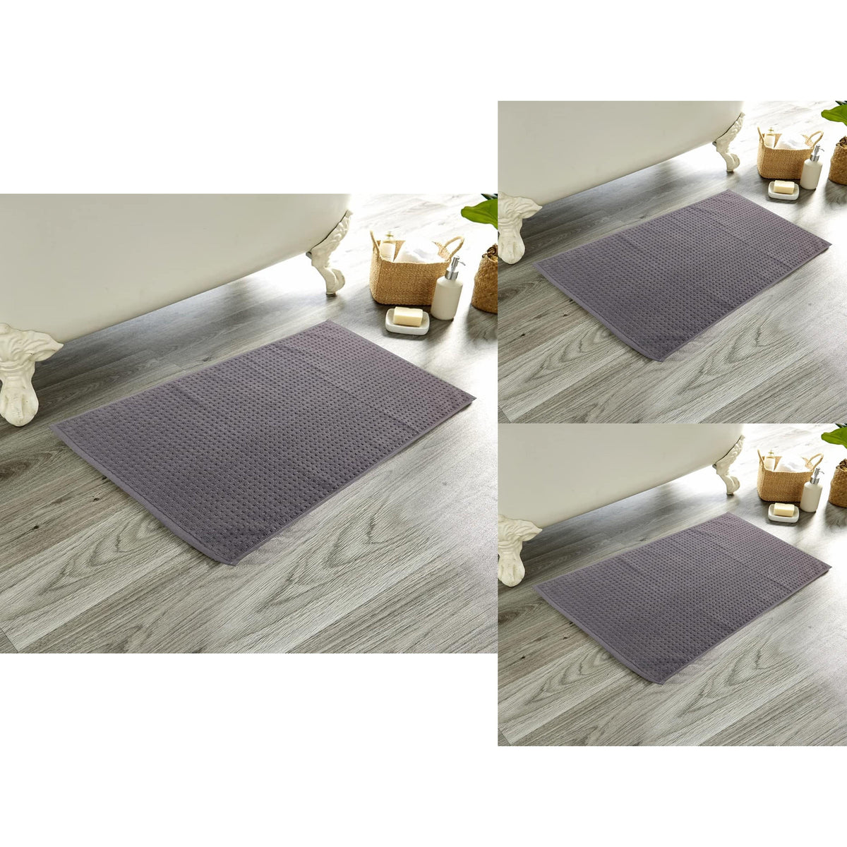 OLIVIA ROCCO Pack Of 3 Luxe Ultra-Soft Deep Cotton Pile Bathmats Eco-Friendly Absorbent