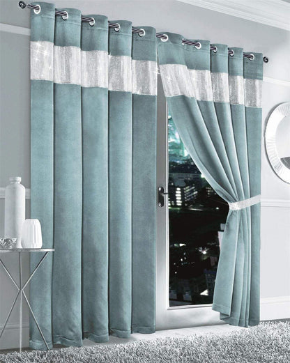 OLIVIA ROCCO Diamante Blackout Curtains With Glitz Detailing Eyelet Ring Top Sold As Pair