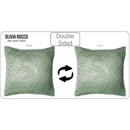 OLIVIA ROCCO Leaf Sparkle 2 Pack Cushion Covers Leaf Sage Green Modern Decorative Throw