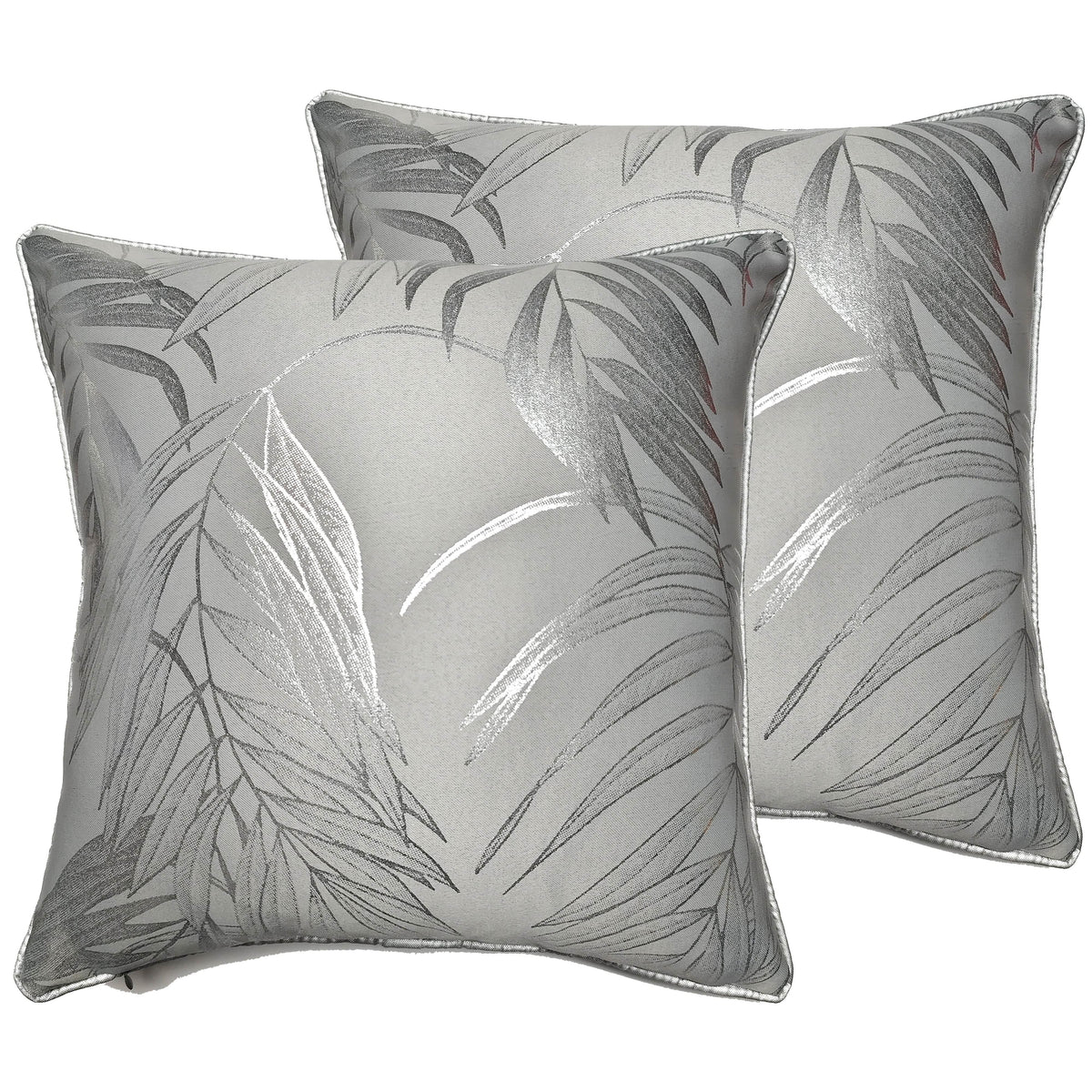 OLIVIA ROCCO Leaf Sparkle 2 Pack Cushion Covers Leaf Silver Modern Decorative Throw