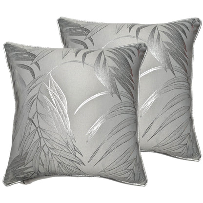 OLIVIA ROCCO Leaf Sparkle 2 Pack Cushion Covers Leaf Silver Modern Decorative Throw