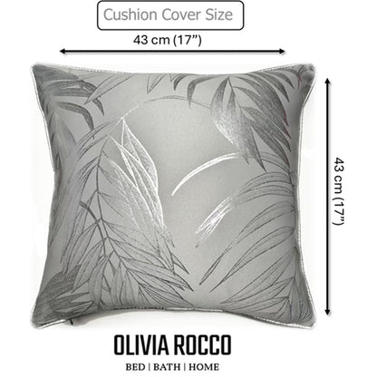 OLIVIA ROCCO Leaf Sparkle 2 Pack Cushion Covers Leaf Silver Modern Decorative Throw