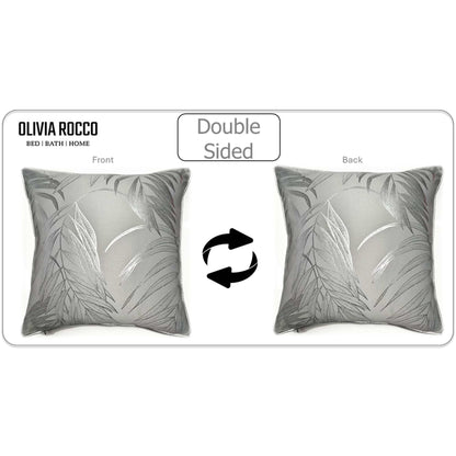 OLIVIA ROCCO Leaf Sparkle 2 Pack Cushion Covers Leaf Silver Modern Decorative Throw