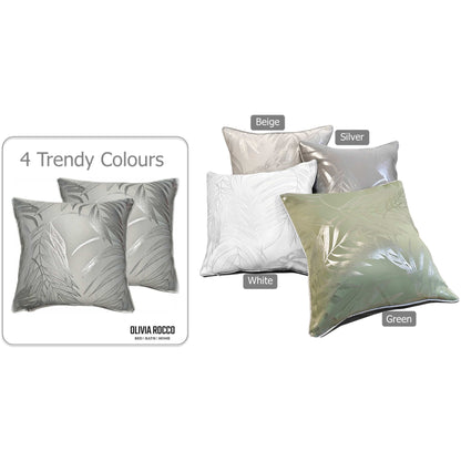 OLIVIA ROCCO Leaf Sparkle 2 Pack Cushion Covers Leaf Silver Modern Decorative Throw
