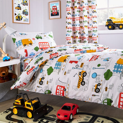 OLIVIA ROCCO Duvet Set Beep Beep Digger Trucks Theme Cotton Blend Matching Pillowcase