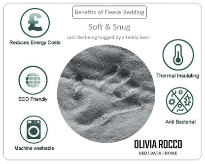 OLIVIA ROCCO Leaf Print Teddy Duvet Set With Reversible Sherpa Fleece Ultra Soft Winter