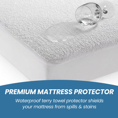 OLIVIA ROCCO Waterproof Terry Towel Mattress Protector With Deep Skirt Highly Absorbent