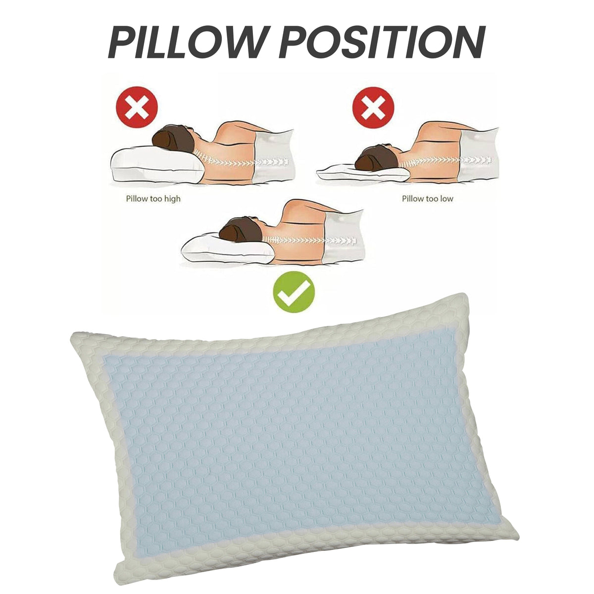 OLIVIA ROCCO Cooling Gel Memory Foam Pillow With Breathable Cover Orthopaedic Support