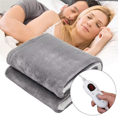 OLIVIA ROCCO Double Layer Electric Heated Throw Blanket Grey With Adjustable Heat