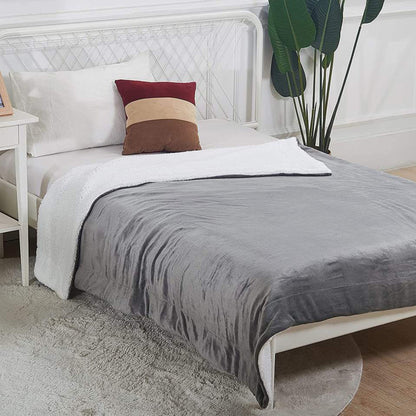 OLIVIA ROCCO Double Layer Electric Heated Throw Blanket Grey With Adjustable Heat