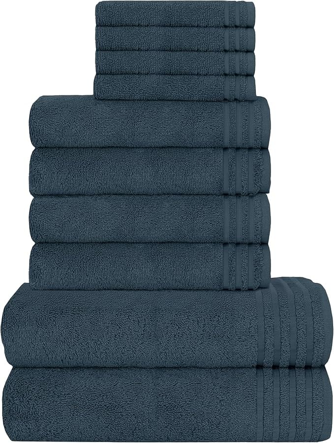 OLIVIA ROCCO Monaco 10 Piece Egyptian Cotton Towel Set 500 GSM With 4 Face Towels