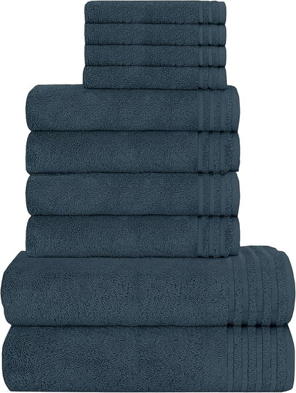 OLIVIA ROCCO Monaco 10 Piece Egyptian Cotton Towel Set 500 GSM With 4 Face Towels