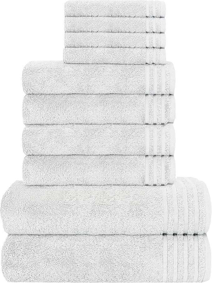 OLIVIA ROCCO Monaco 10 Piece Egyptian Cotton Towel Set 500 GSM With 4 Face Towels