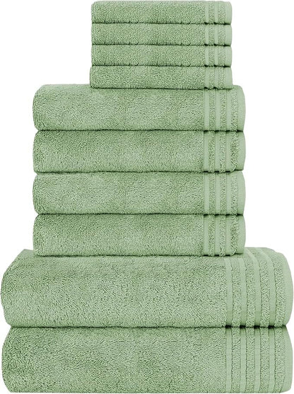 OLIVIA ROCCO Monaco 10 Piece Egyptian Cotton Towel Set 500 GSM With 4 Face Towels