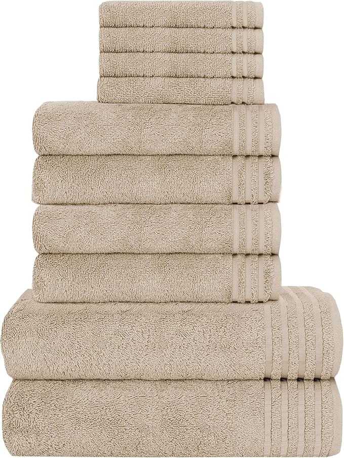 OLIVIA ROCCO Monaco 10 Piece Egyptian Cotton Towel Set 500 GSM With 4 Face Towels