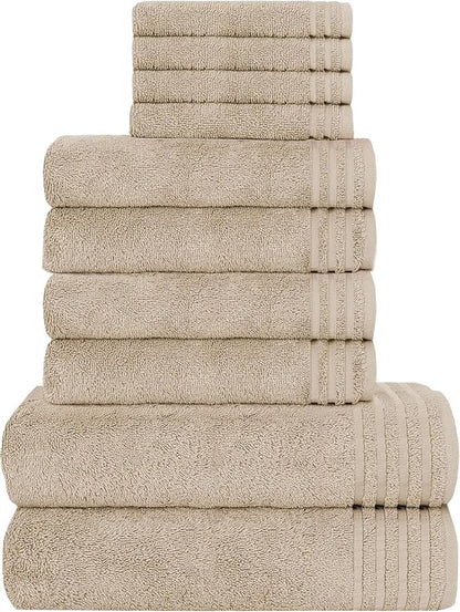 OLIVIA ROCCO Monaco 10 Piece Egyptian Cotton Towel Set 500 GSM With 4 Face Towels