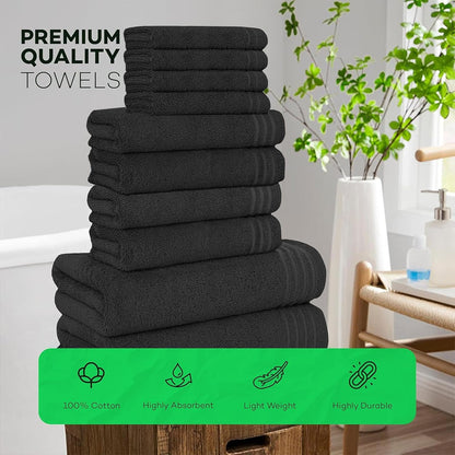 OLIVIA ROCCO Monaco 10 Piece Egyptian Cotton Towel Set 500 GSM With 4 Face Towels