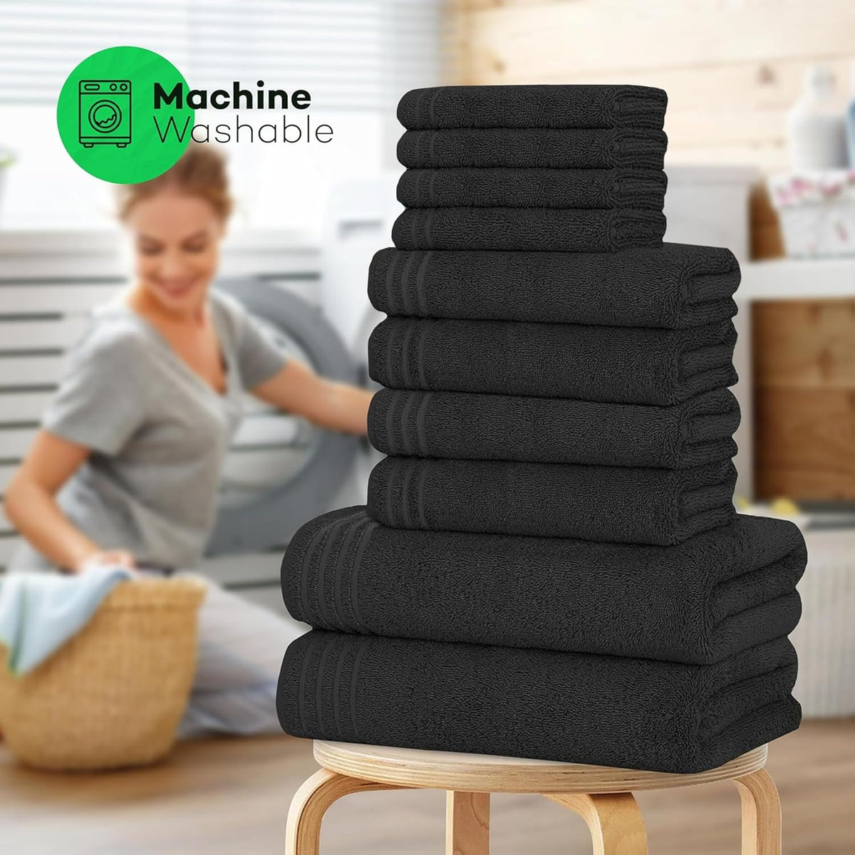OLIVIA ROCCO Monaco 10 Piece Egyptian Cotton Towel Set 500 GSM With 4 Face Towels