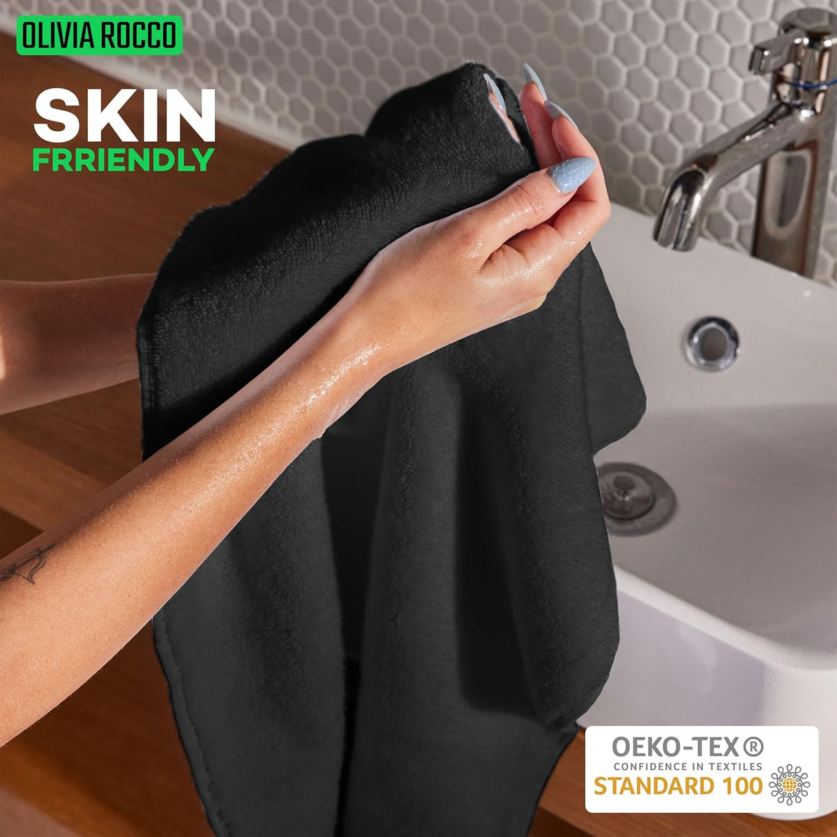 OLIVIA ROCCO Monaco 10 Piece Egyptian Cotton Towel Set 500 GSM With 4 Face Towels